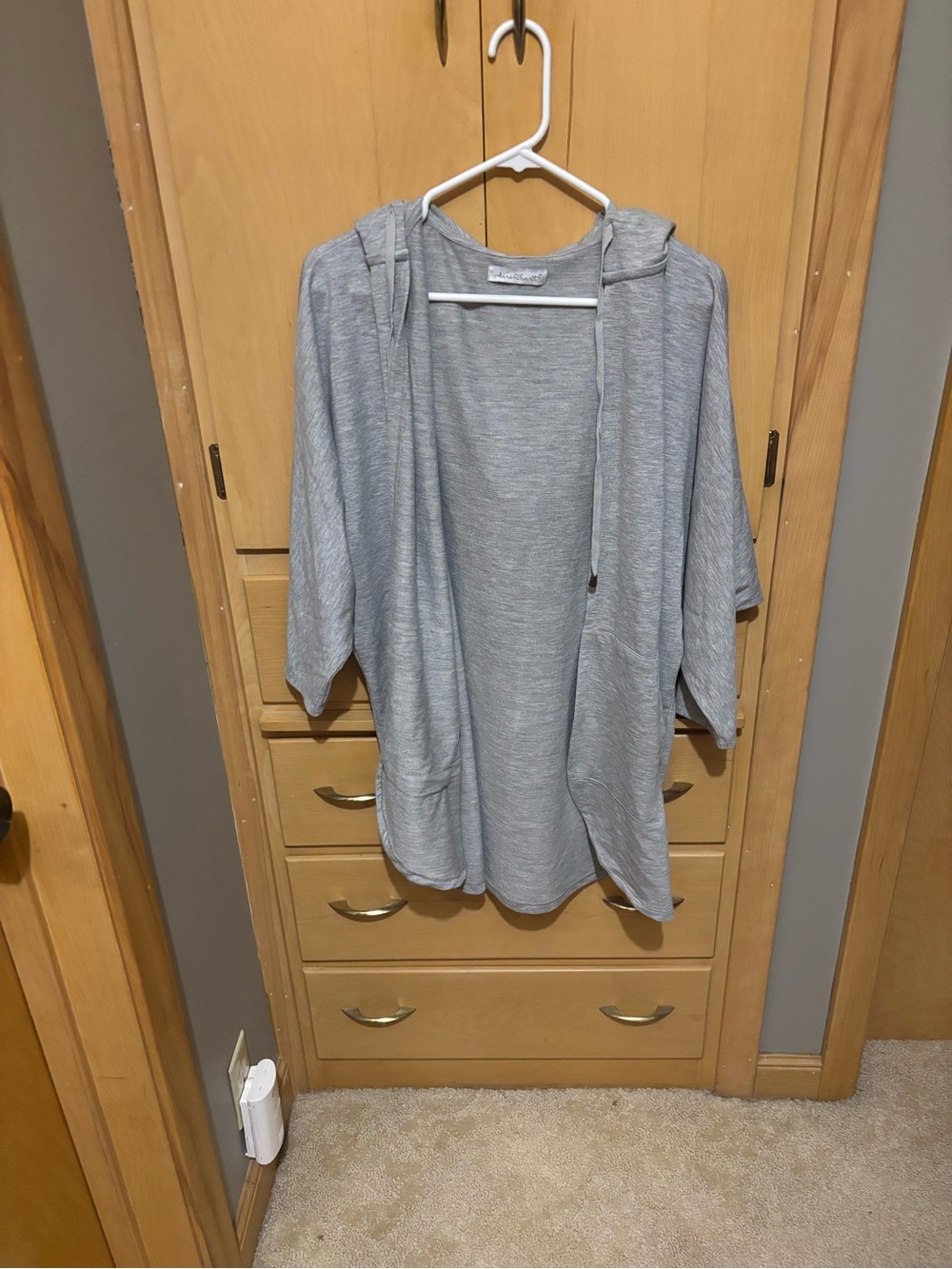 Light Gray Open-Front Hooded Women’s Sweater